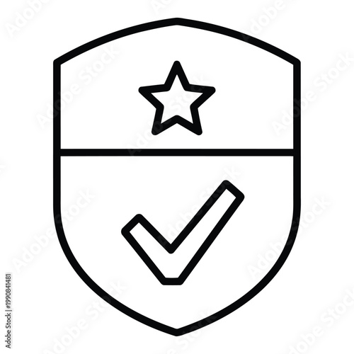 Shield with star and checkmark icon.