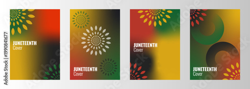 Juneteenth poster covers, colorful Gradient Poster Set with Abstract Floral Elements