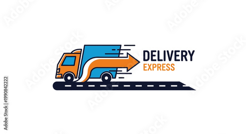 Delivery express truck on highway road.