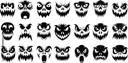 Spooky Halloween Jack-o'-Lantern Face Expression Icons
