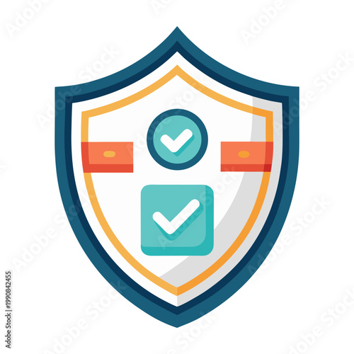 Digital security shield icon with check marks for verified protection and safety.