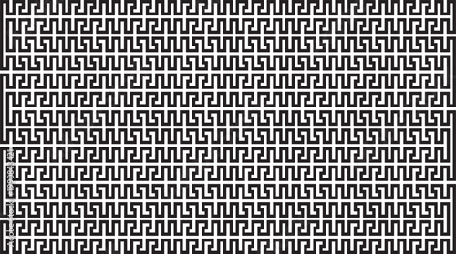 Schilderij op canvas Minimalist Greek Key Pattern Seamless Vector – Geometric Meander Background Desi