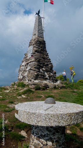 monument on mount mazzocone summit in piedmont, italy