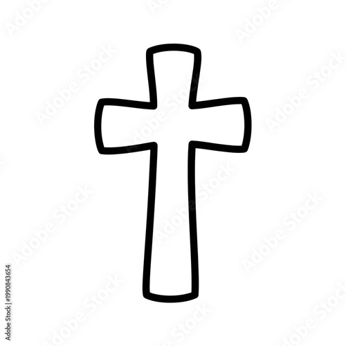 Simple Christian Cross Outline Vector Icon