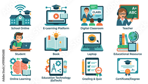 Online education and e-learning concept.