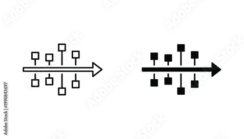 Fishbone diagram icon set for root cause analysis and quality management process visualization