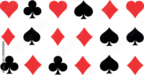 Playing card suits set with hearts spades diamonds and clubs icons