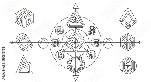 Geometric shapes and sacred symbols.