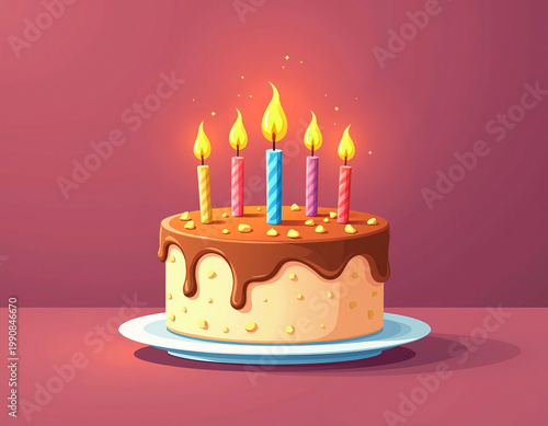 Joyful Birthday Cake Illustration for Children's Book