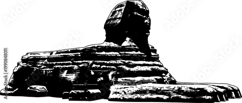 Iconic great sphinx of giza statue silhouette in egypt