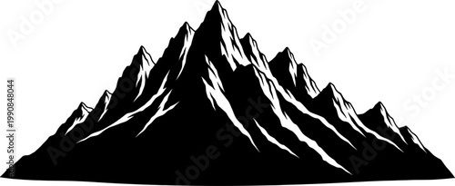 Jagged mountain peaks rising in a sharp range silhouette