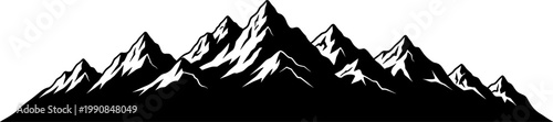 Jagged mountain range silhouette with multiple peaks