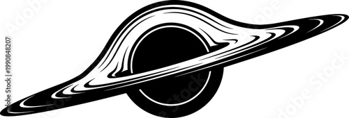 Massive black hole with swirling accretion disk silhouette