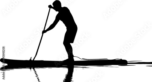 Man on stand up paddleboard silhouette