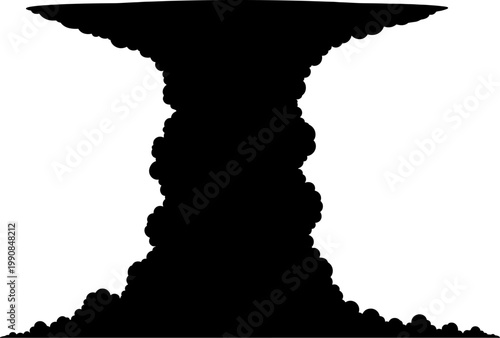 Massive mushroom cloud explosion silhouette depicting a nuclear blast