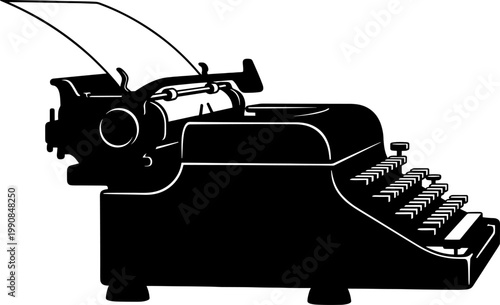 Old fashioned mechanical typewriter with a sheet of paper