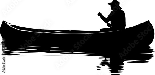 Person paddling a canoe on calm water surface