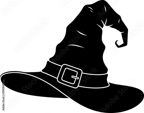 Pointed witch hat silhouette with a decorative buckle and strap