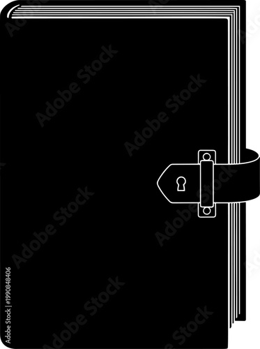 Secret diary silhouette featuring a secure metal clasp and keyhole