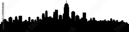 Urban city skyline silhouette with various skyscrapers and tall buildings