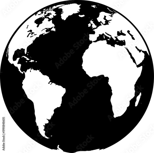 World map globe silhouette showing continents and oceans