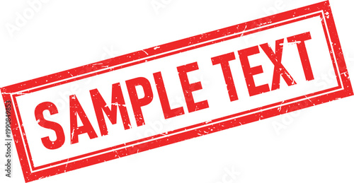 Distressed Rectangle Rubber Stamp Impression with Sample Text, Isolated on White