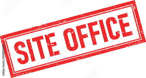 Red Distressed Rubber Stamp with SITE OFFICE Text on White Background