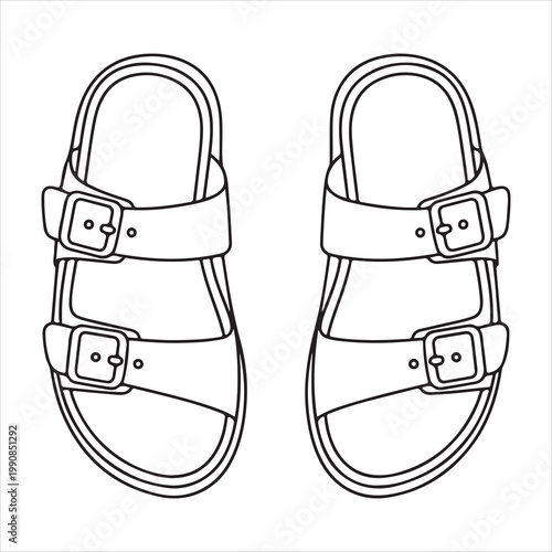 A pair of sandals with two buckles on each strap