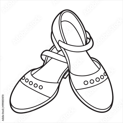 A pair of women's shoes with straps and decorative circles