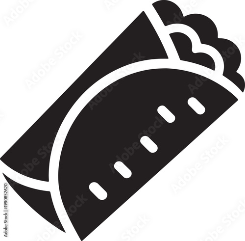 Burrito Icon Vector Mexican Food Wrap and Street Food Silhouette
