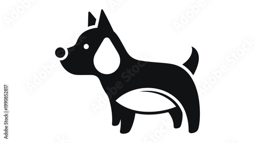 Black dog illustration with animal illustration, working dog