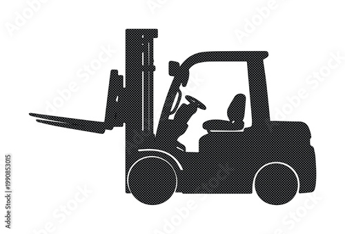 Industrial forklift silhouette vector, heavy duty warehouse loader icon, black forklift truck profile for logistics and shipping design
