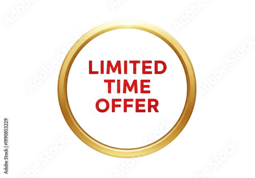 Yellow circle stamp with black text reading limited time offer isolated on transparent background