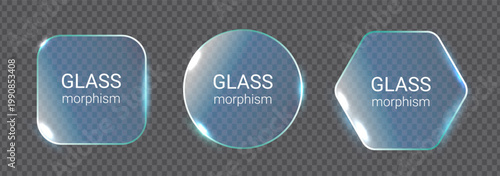 Glassmorphism icons float on grey background