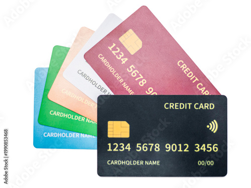  credit cards isolated white background
