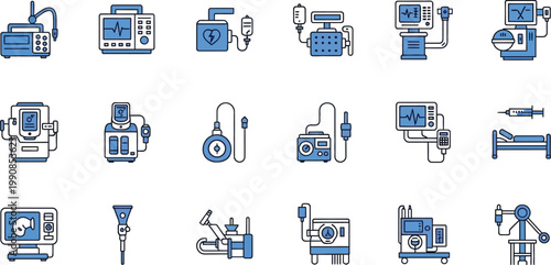 Assorted medical and laboratory equipment illustrations Vector