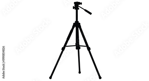 A black silhouette of a tripod with a camera attached on top
