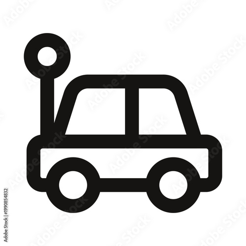 Car toy icon. This modern car toy vector icon features a sleek and minimal design perfect for representing childhood play and automotive hobbies.