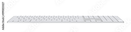 White and silver modern keyboard isolated on transparent background. Vector PNG