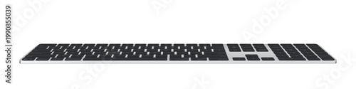 Black and silver modern keyboard isolated on transparent background. Vector PNG