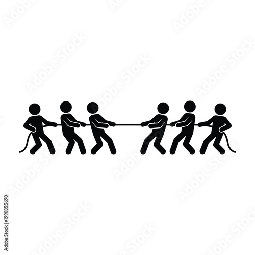 People pulling rope teamwork cooperation struggle
