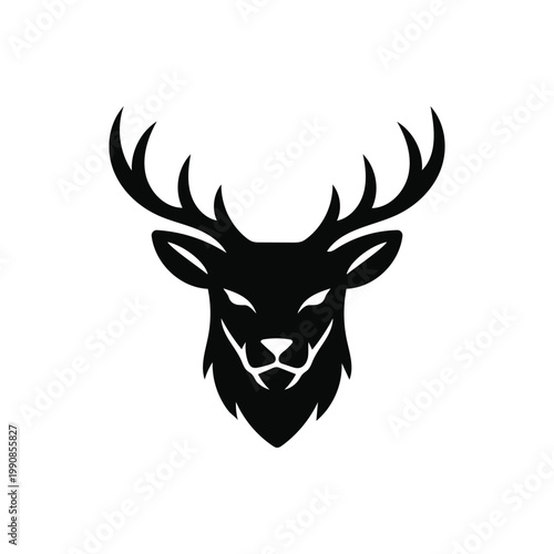 PrintBlack Deer Head Silhouette with Antlers icon victor