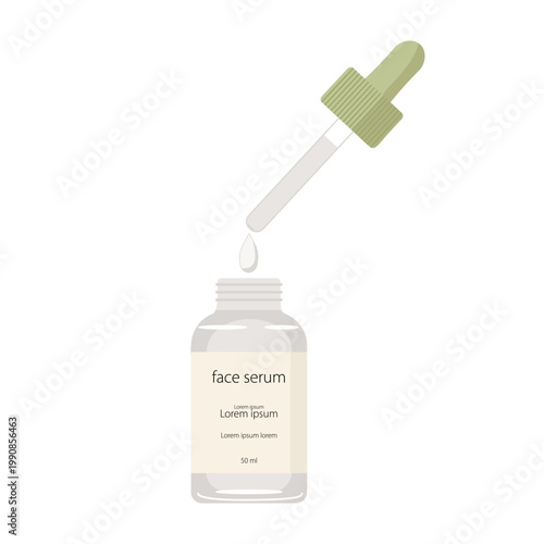 Vector face serum bottle with a dropper