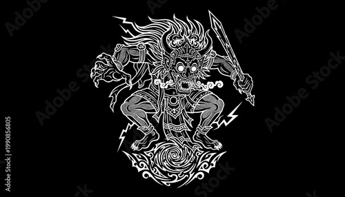 Demon with sword and flame.