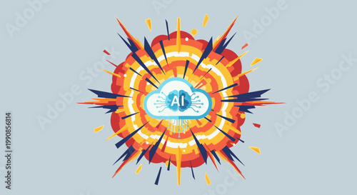 Explosion of Artificial Intelligence in the Cloud, representing innovation, technology, and digital transformation.