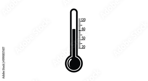 Simple black thermometer icon displaying a moderate temperature reading