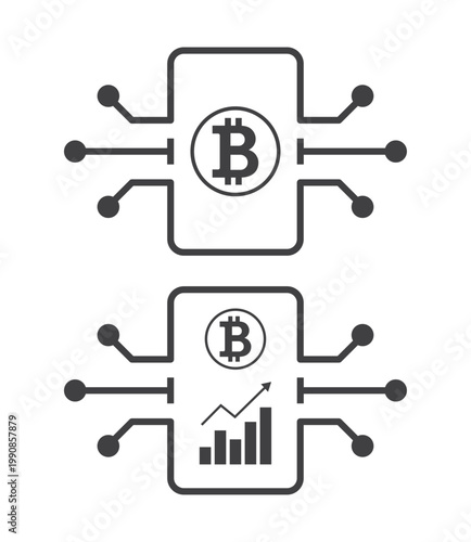 Bitcoin cryptocurrency smartphone app with financial growth chart