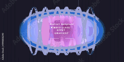 Abstract ribbed glass effect with a gradient of pink and blue hues