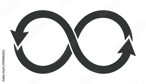 Continuous black infinity loop symbol, an endless cycle icon, a timeless concept of forever, a seamless vector graphic for perpetual motion and limitless possibilities isolated on White