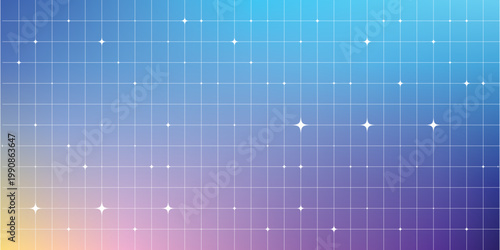 Colorful gradient background with sparkles.